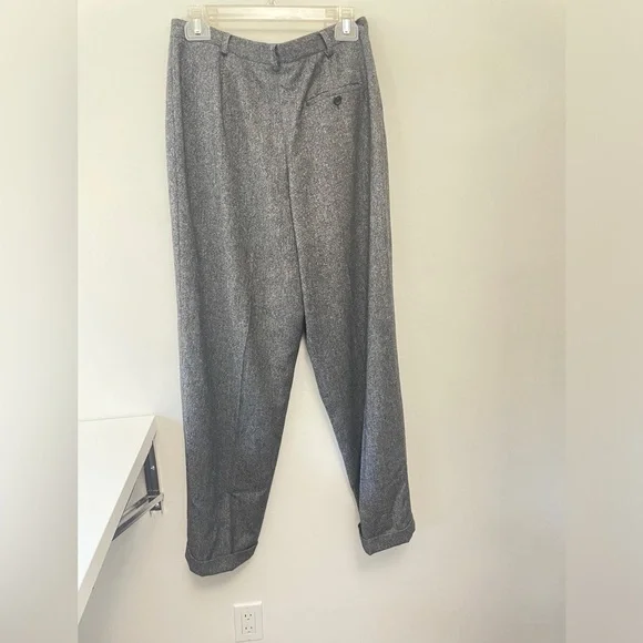Lauren Ralph Lauren Wool Plaid Pleated Trouser Pant Gray SZ 12 - Picture 4 of 11